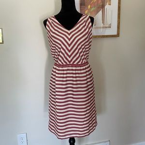 LOFT Mauve and Cream Striped Dress